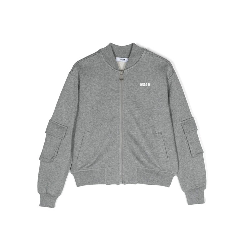 24FW 키즈 로고 봄버 자켓 그레이 F4MSJUBO074 101 - MSGM