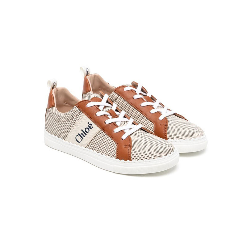 22FW 키즈 로고 레이스업 스니커즈 C19163 370 - Chloe