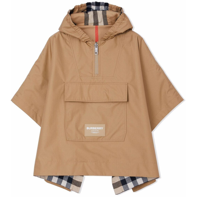 22SS 키즈 리버서블 로고 패치 후드 판초 8050574 - Burberry