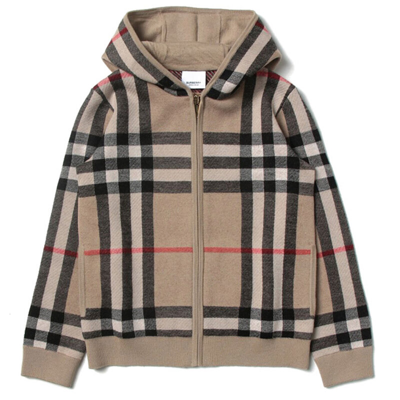 22FW 키즈 빈티지 체크 니트 후드집업 8051752 - Burberry