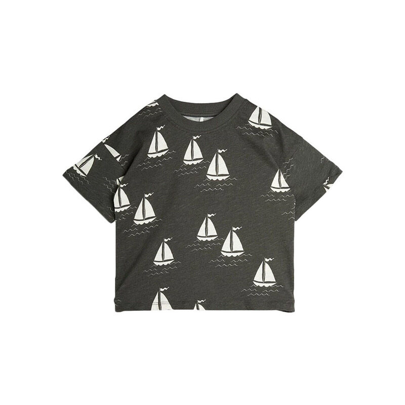 25SS 키즈 올오버 보트 티셔츠 블랙 25220135 97 - Mini Rodini