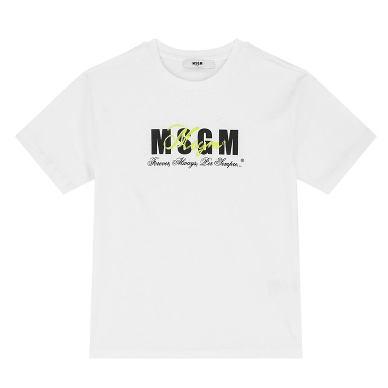 24SS 키즈 로고 프린팅 티셔츠 S4MSJGTH283 001 - MSGM