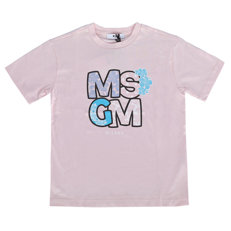 24SS 키즈 플라워 프린팅 티셔츠 S4MSJGTH071 709 - MSGM