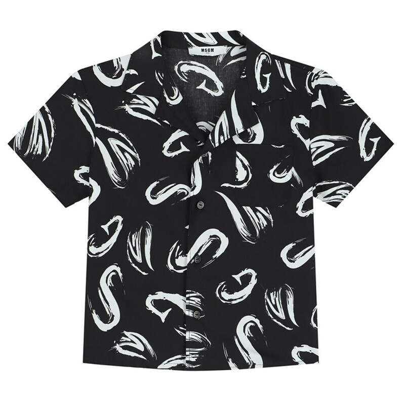 24SS 키즈 로고 패턴 숏슬리브 셔츠 S4MSJBSI244 110 - MSGM