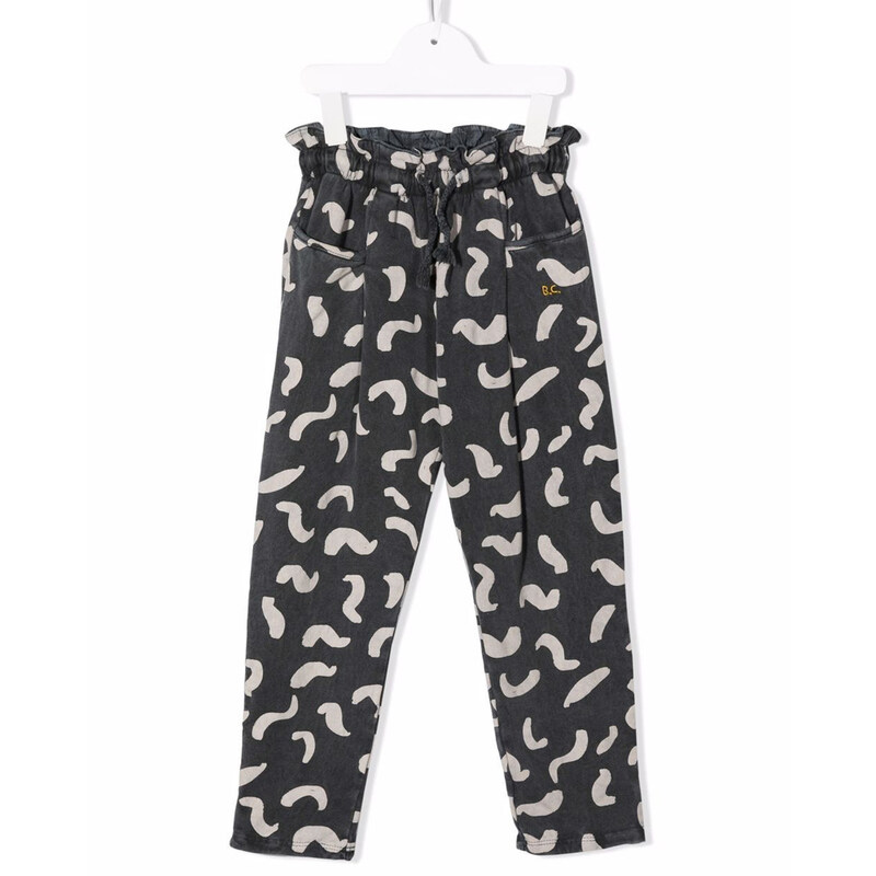 21FW 키즈 프린트 스트레이트 팬츠 블랙 221AC081 905 - Bobo Choses
