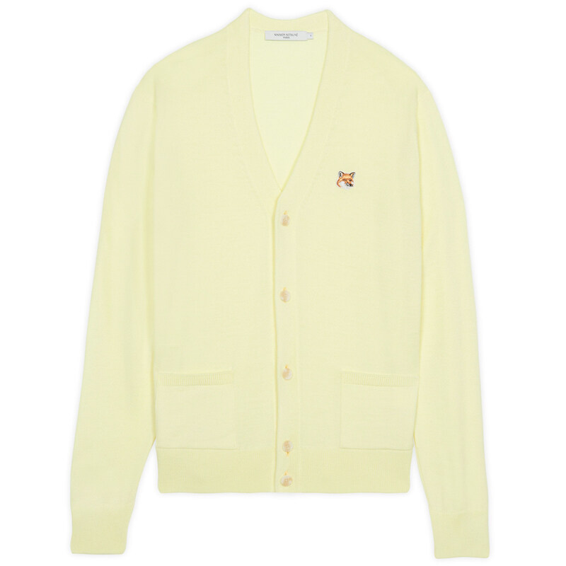 23FW 폭스 헤드 브이넥 가디건 IU00505KT1036 P720 - Maison Kitsune