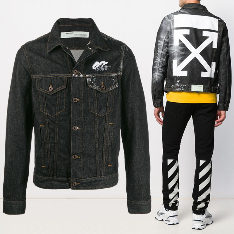 11주년 슬림 데님 자켓 흑청 OMYE005F19F05044 1010 - Off White