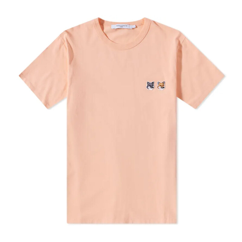 24SS 더블 폭스 패치 티셔츠 피치 IU00114KJ0008 P612 - Maison Kitsune