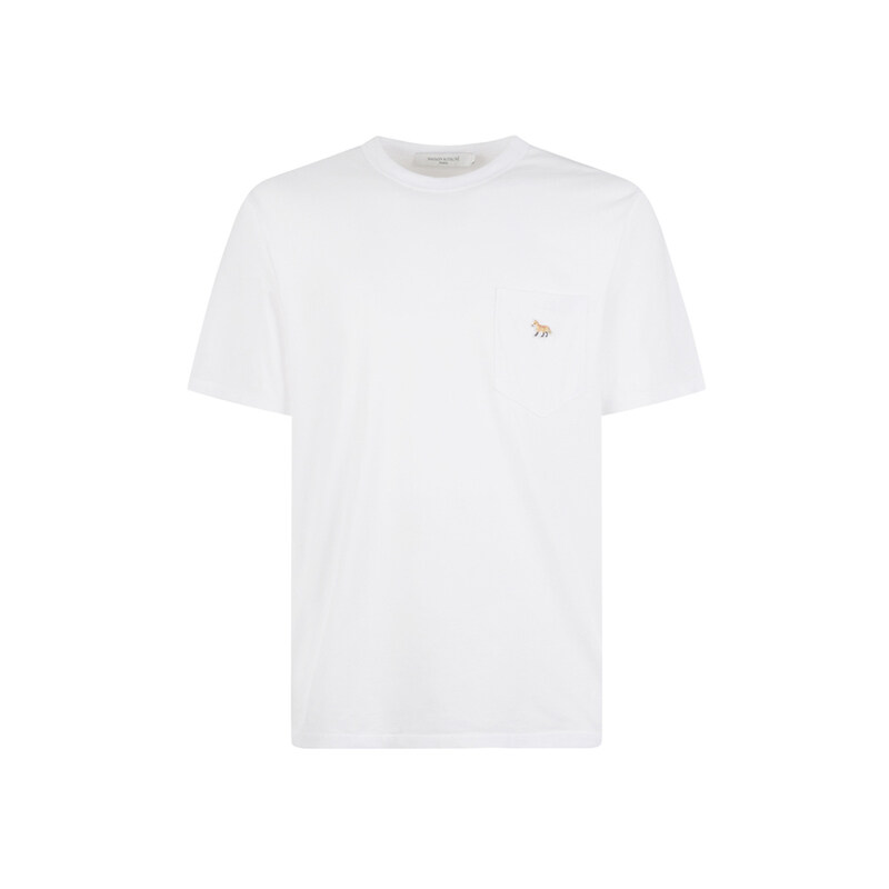 24SS 폭스 포켓 티셔츠 화이트 GM00116KJ0008 P100 - Maison Kitsune