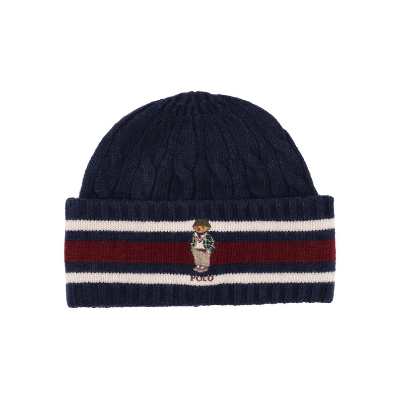 23FW 베어 자수 스트라이프 비니 449923728 001 - Polo Ralph Lauren