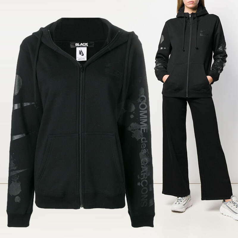 11주년 여성 블랙로고 프린팅 후드집업 1B-T106-052-1 - Comme des Garcons