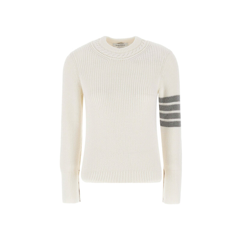 24FW 사선완장 케이블 트림 니트 FKA410A Y3017 100 - Thom Browne