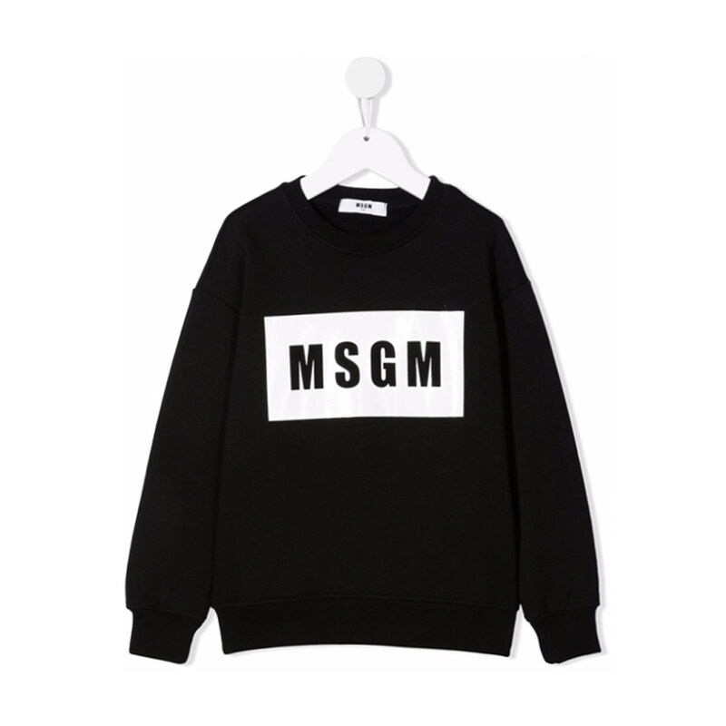 21FW 키즈 박스 로고 맨투맨 블랙 MS027670 110 - MSGM