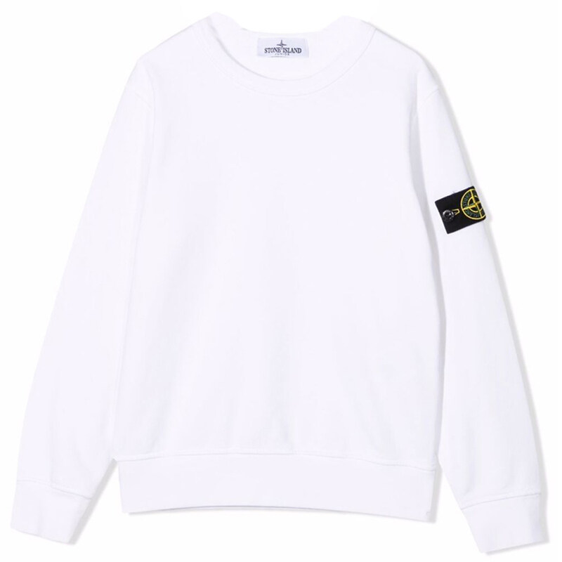 22SS 키즈 와펜 패치 맨투맨 화이트 761661340 V0001 - Stone Island