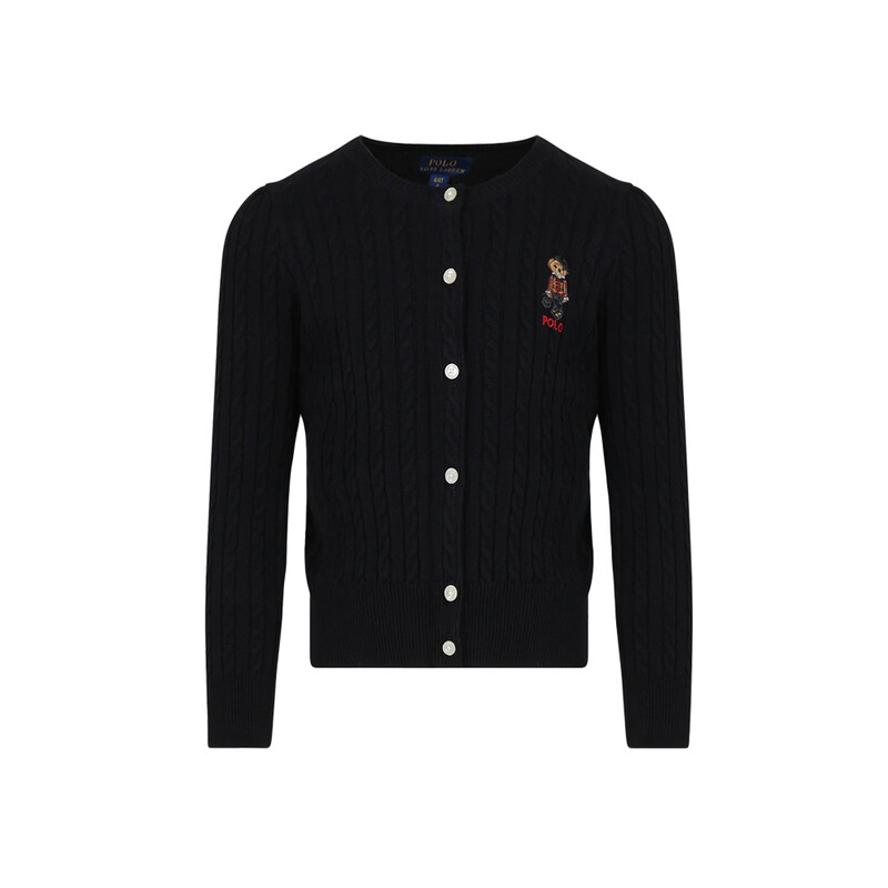 23FW 키즈 여성 베어 로고 가디건 블랙 919829 002 - Polo Ralph Lauren