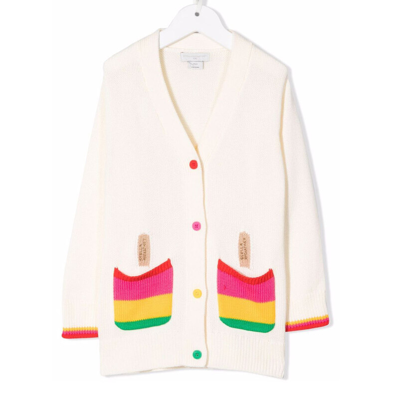 22SS 키즈 여성 브이넥 가디건 8Q9AD0 Z0166 101MC - Stella McCartney