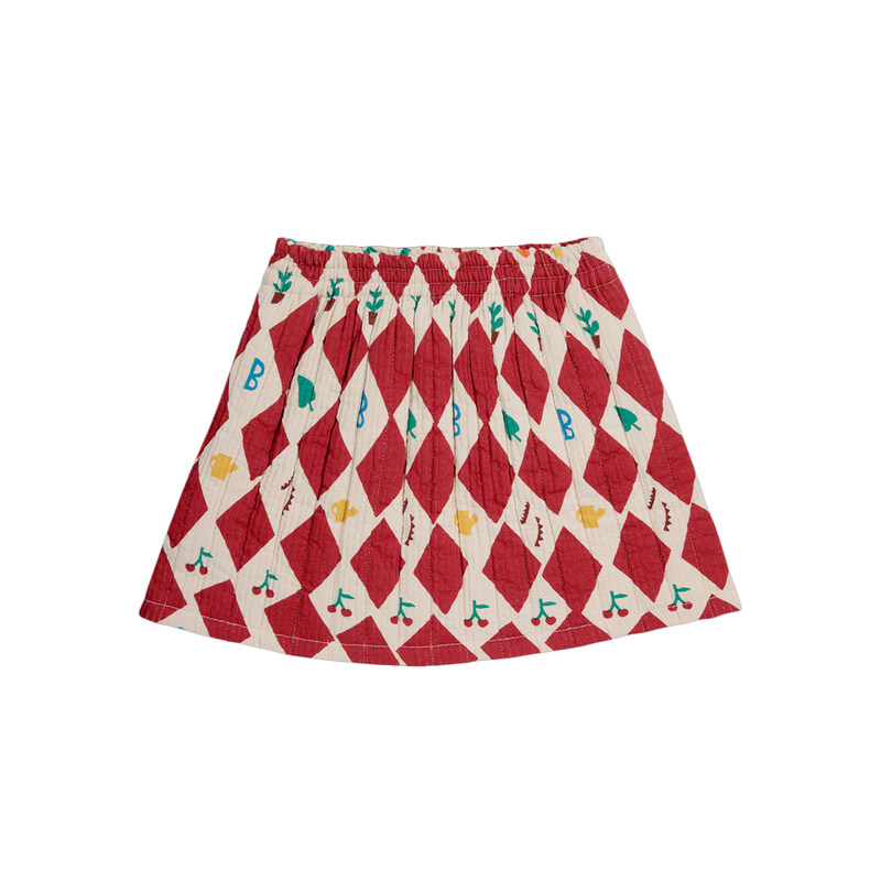 24FW 키즈 퀄팅 우븐 스커트 레드 B224AC069 611 - Bobo Choses