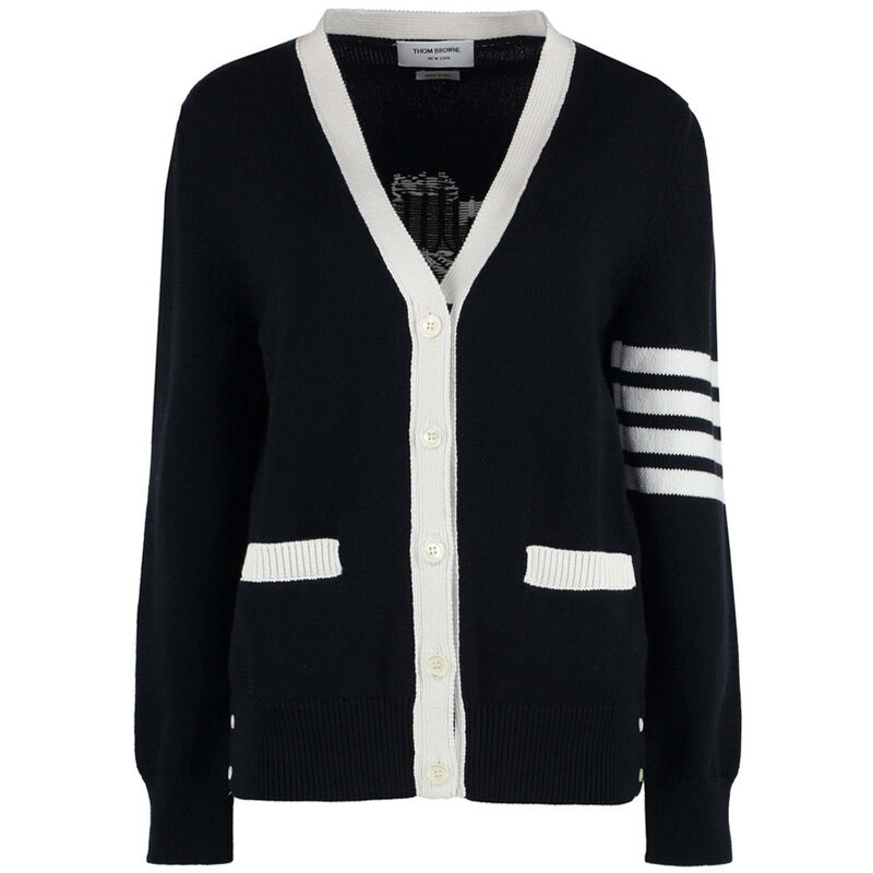 23FW 사선 완장 가디건 네이비 FKC486A Y3017 415 - Thom Browne