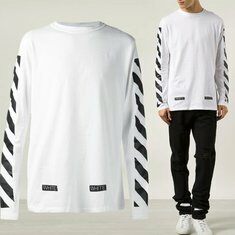 리오더 백 사선프린트 롱 슬리브 티셔츠 AU2001 03 00 썸네일 1