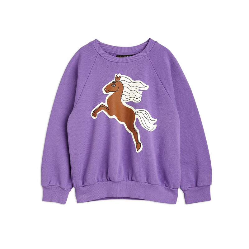 22FW 키즈 홀스 프린팅 맨투맨 퍼플 22720155 45 - Mini Rodini