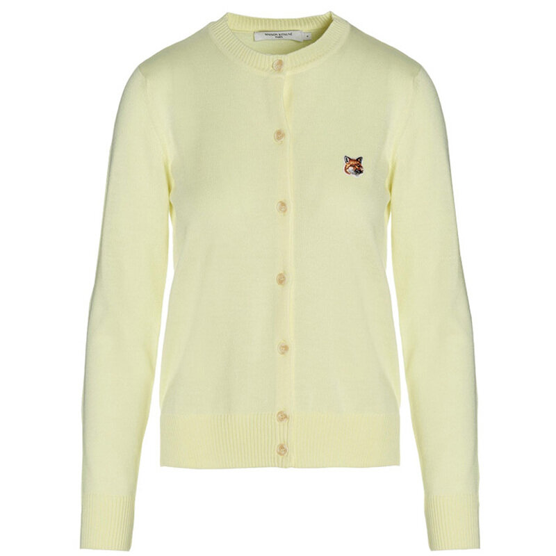 23FW 여성 폭스 헤드 패치 가디건 IW00506KT1036 P720 - Maison Kitsune