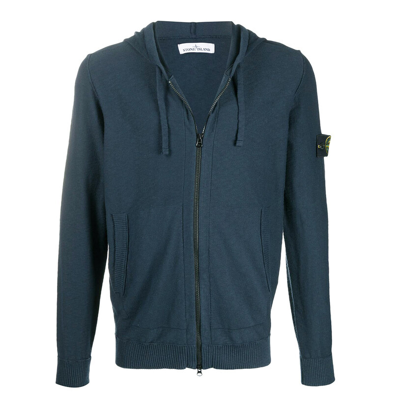 11주년 와펜 패치 후드 집업 네이비 7215530B0 V0028 - Stone Island
