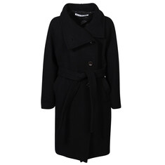 23FW 여성 하이넥 벨티드 울 코트 블랙 A90563 900 썸네일 3