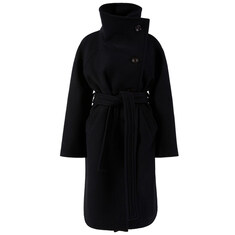 23FW 여성 하이넥 벨티드 울 코트 블랙 A90563 900 썸네일 1