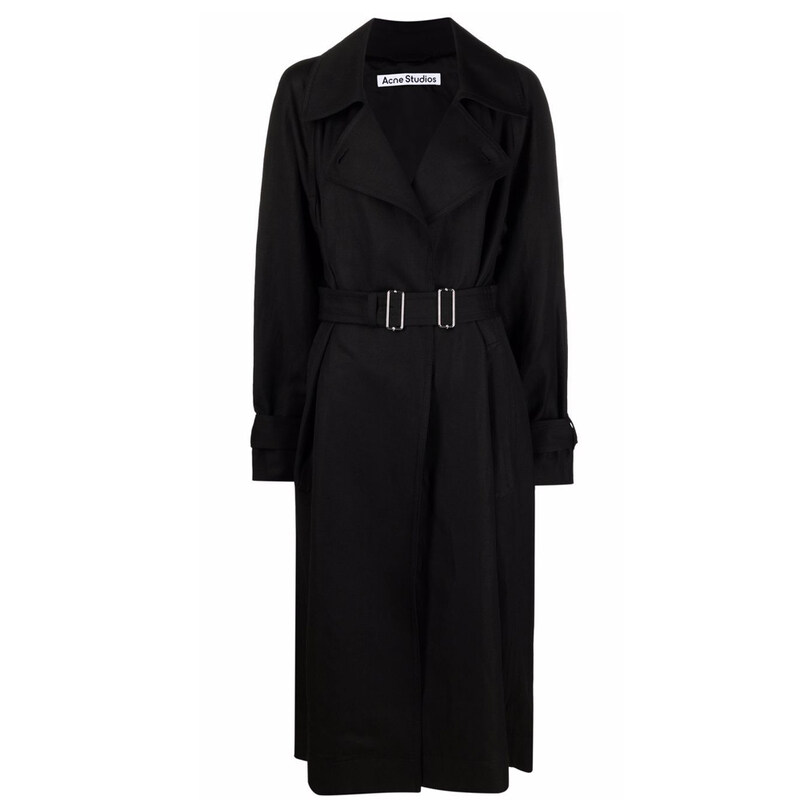 12주년 벨티드 롱 트렌치 코트 블랙 A90373 900 - Acne Studios