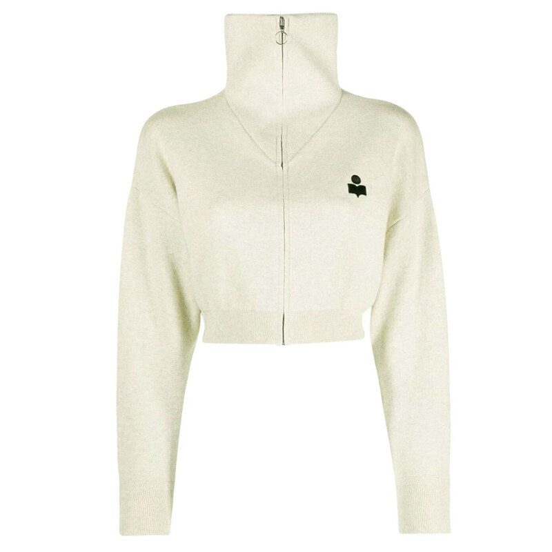 24FW OXANE 로고자수 크롭 집업 CA0004FA A3L75E 02LY - Isabel Marant