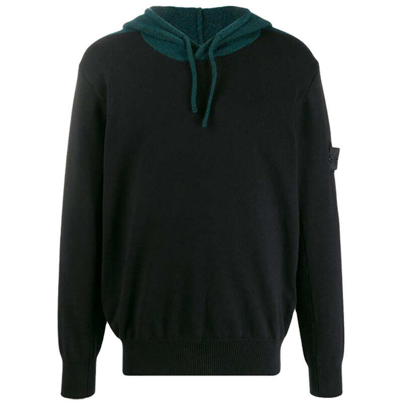 11주년 와펜 쉐도우 후드 니트 블랙 7119504D2 V0029 - Stone Island