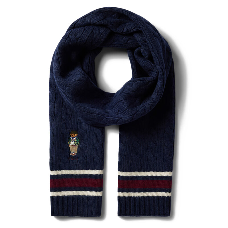 23FW 테디베어 자수 케이블 머플러 449923729 001 - Polo Ralph Lauren
