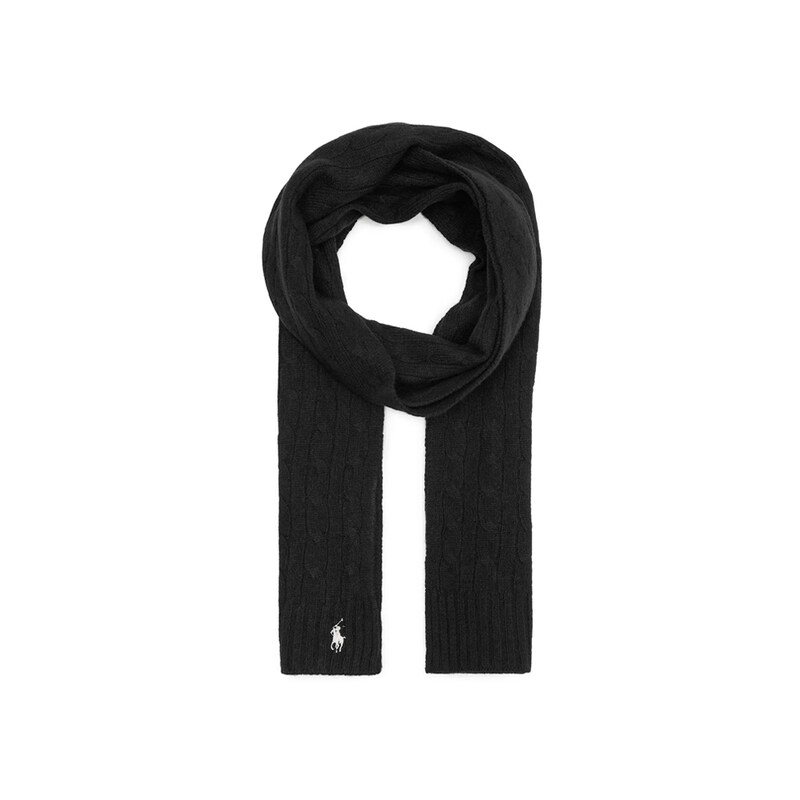 23FW 포니 자수 울 케이블 머플러 블랙 455922987 001 - Polo Ralph Lauren