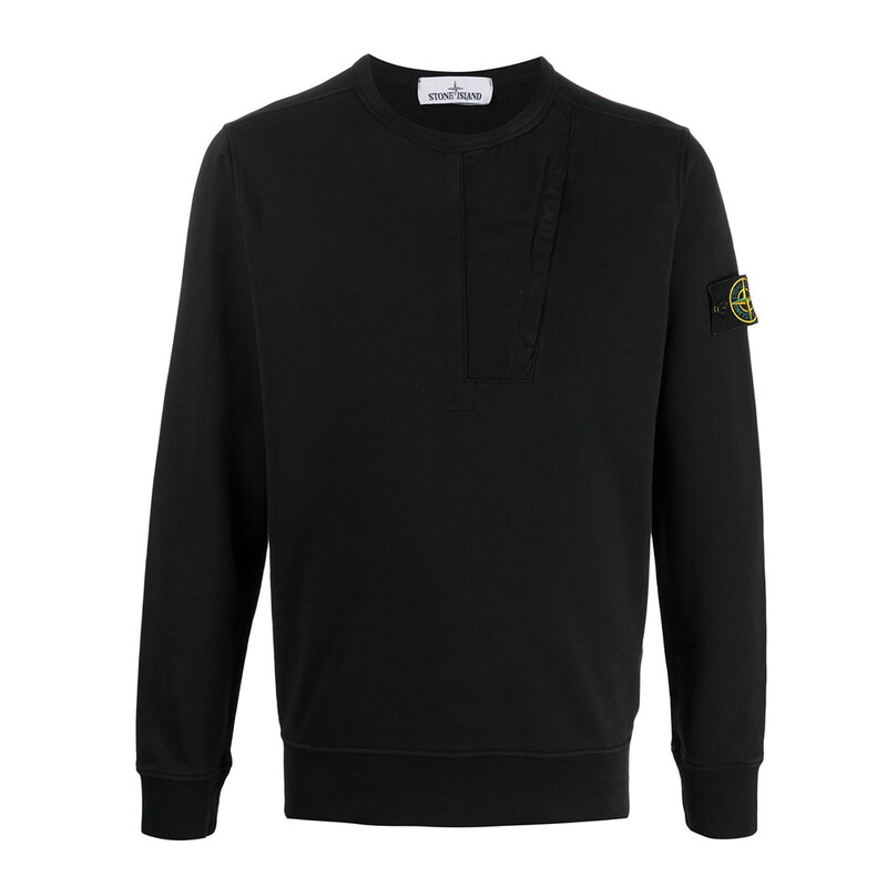 11주년 와펜 지퍼 포켓 맨투맨 블랙 721563151 V0029 - Stone Island