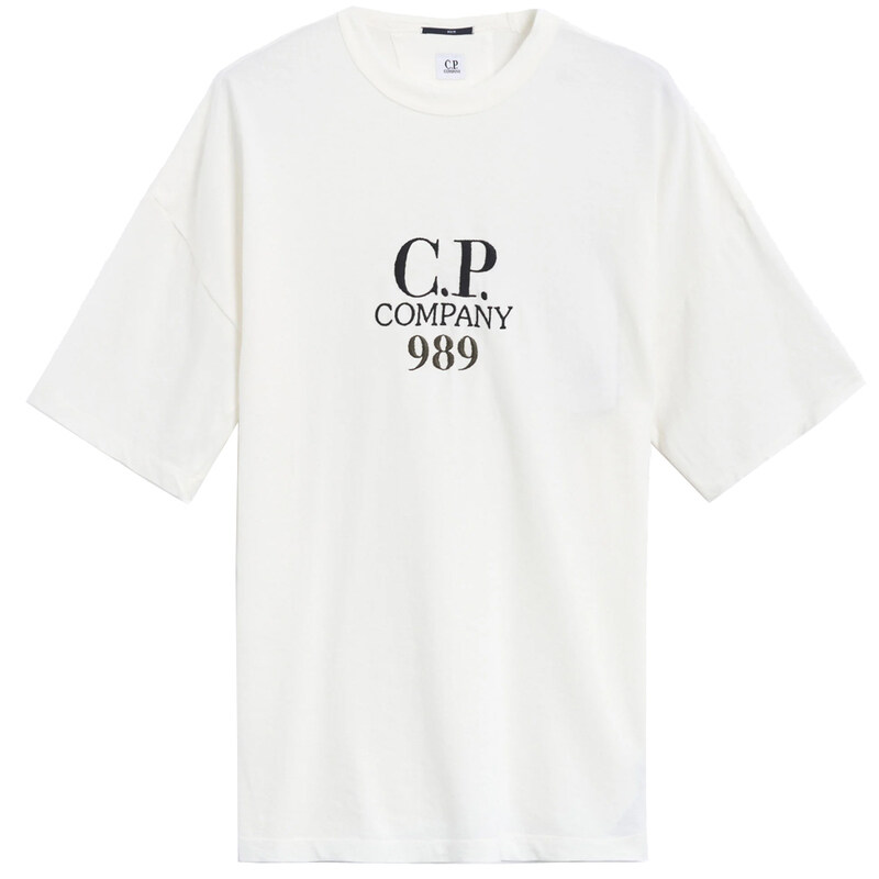 24SS 로고자수 티셔츠 화이트 16CMTS231A 005697G 103 - CP company