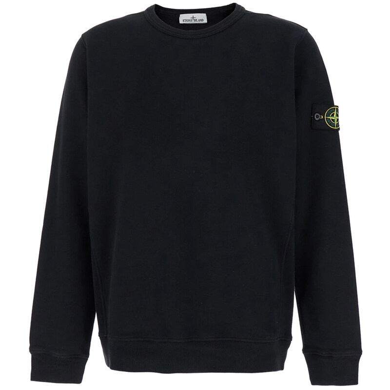 24FW 와펜 패치 기모 맨투맨 블랙 811562420 V0029 - Stone Island