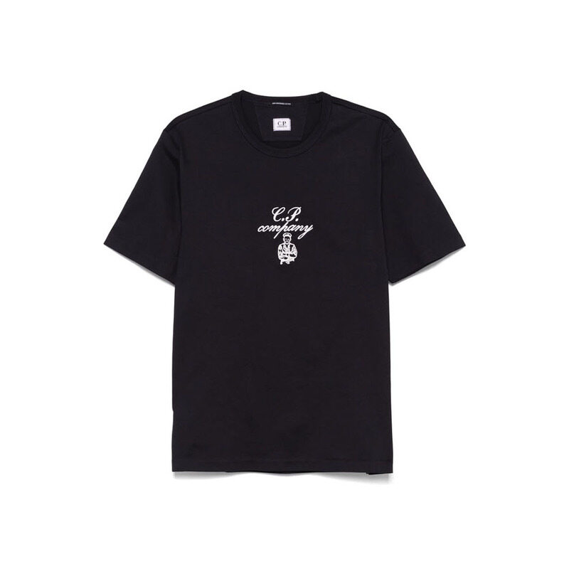 25SS 로고 자수 티셔츠 블랙 18CMTS109A 110301W 999 - CP company
