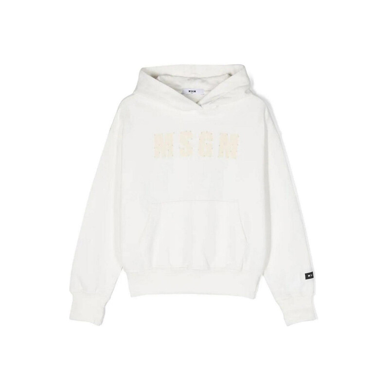 23FW 키즈 여성 로고 후드티 화이트 F3MSJUHS177 013 - MSGM