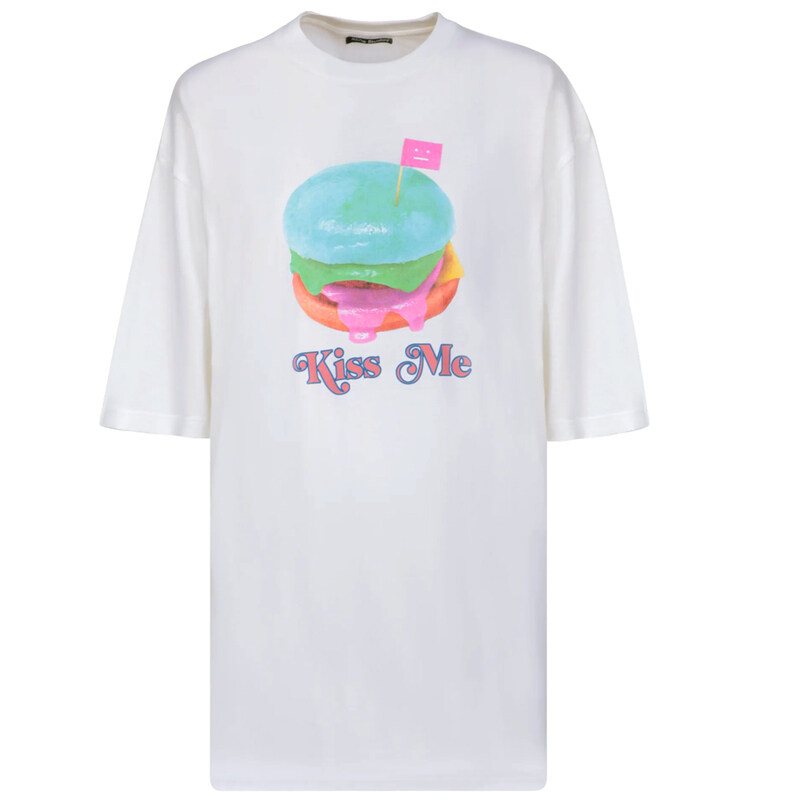 23SS 버거 프린트 로고 티셔츠 옵틱화이트 CL0176 183 - Acne Studios