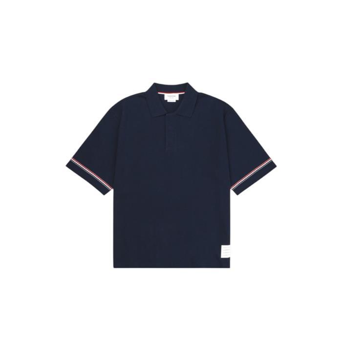톰브라운 코튼 럭비 폴로 티셔츠 네이비  MJP209A J0199 415 - Thom Browne