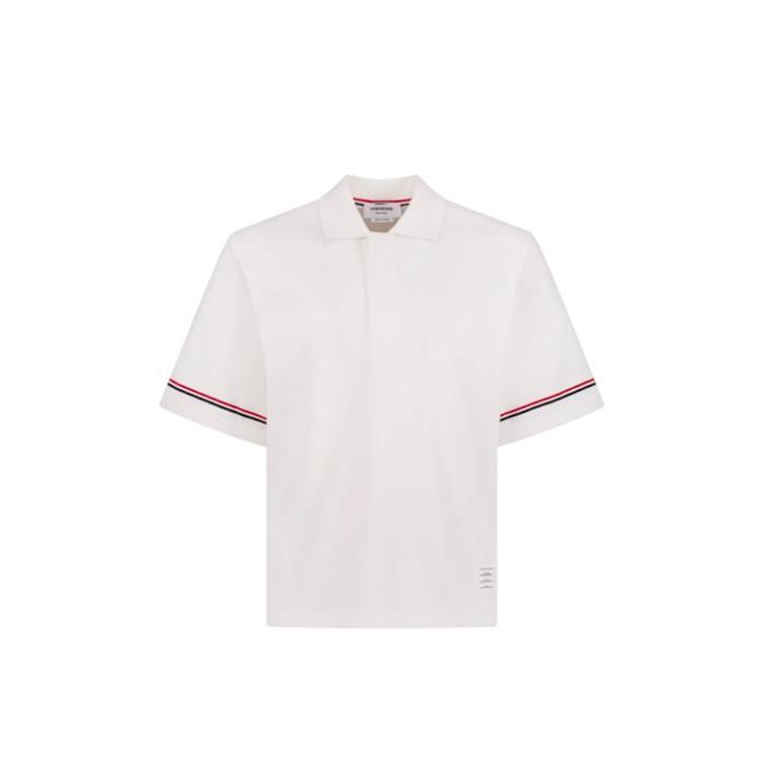 톰브라운 코튼 럭비 폴로 티셔츠 화이트 MJP209A J0199 100 - Thom Browne