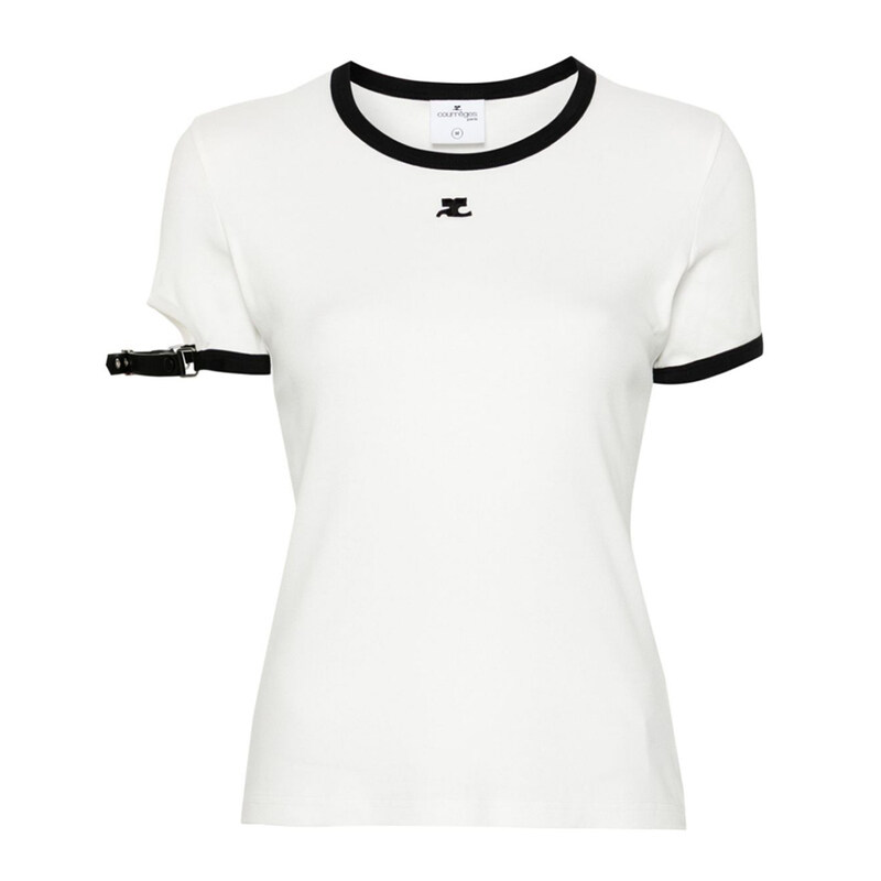 24SS 로고 자수 버클 티셔츠 124JTS117JS0070 0098 - Courreges