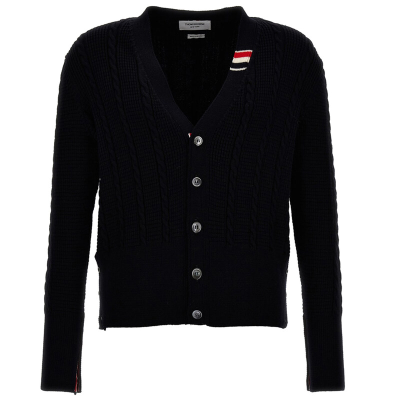 24SS 케이블스티치 브이넥울가디건 MKC513A Y1024 415 - Thom Browne