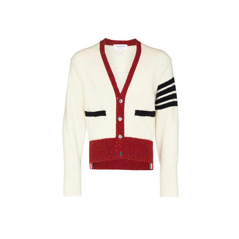 13주년 사선 브이넥 모헤어 가디건 MKC367A Y1502 100 - Thom Browne