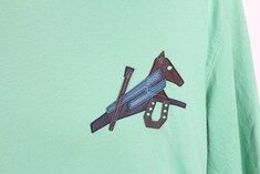 에르메스 홀스 레더 패치 반팔 티셔츠 그린 L(100) 썸네일 5