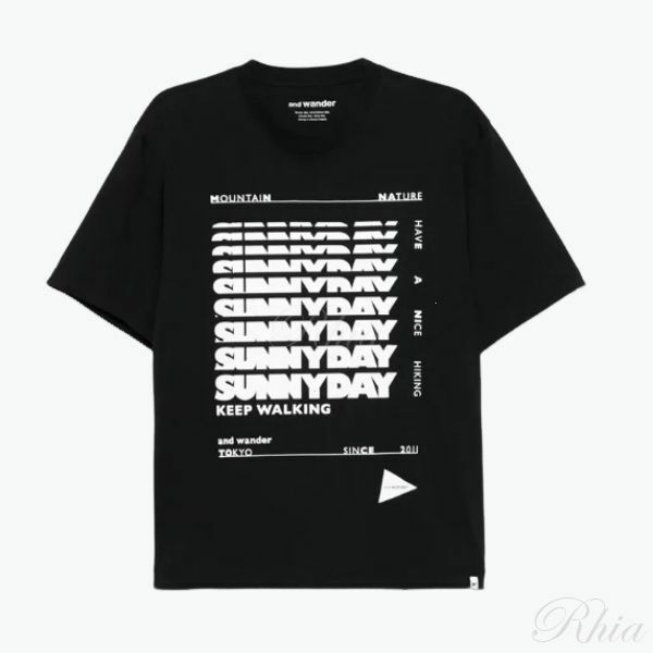 앤드원더 써니데이 프린티드 와이드 SS T 블랙 5745184097 010 프린트 숏 슬리브 티셔츠 - and Wander