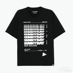 앤드원더 써니데이 프린티드 와이드 SS T 블랙 5745184097 010 프린트 숏 슬리브 티셔츠 썸네일 1