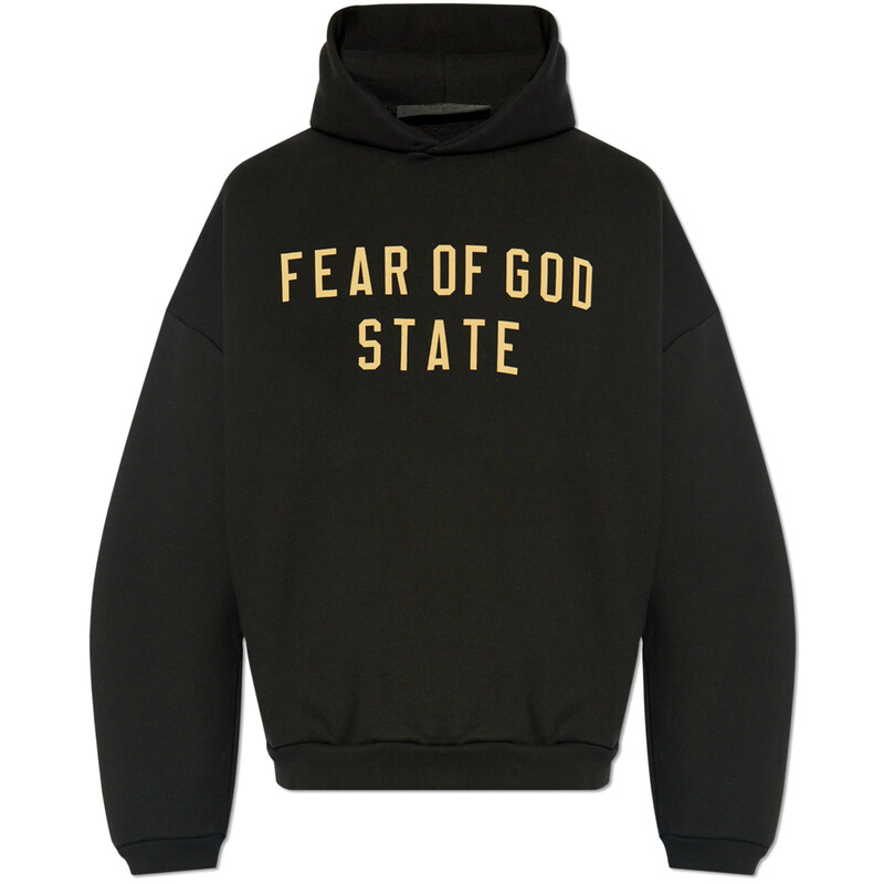 25SS 에센셜 로고 기모 후드티 192BT246250F BLACK - Fear of God