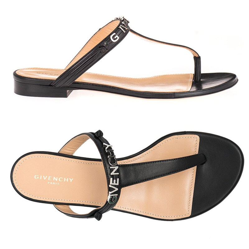 24SS 여성 메탈 로고 플랫 샌들 블랙 BE3059E0XT 001 - Givenchy