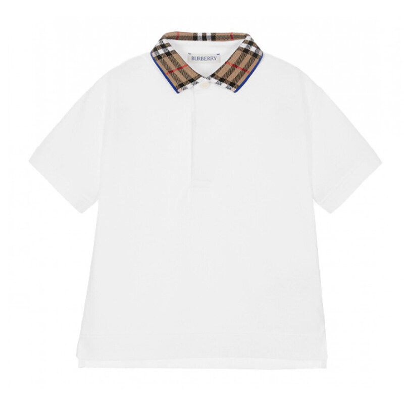 24SS 키즈 여성 체크 카라 티셔츠 화이트 8073160 - Burberry